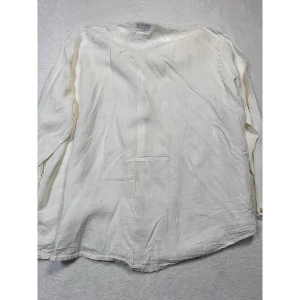 Vintage FLAX by Jeanne Engelhart Oversize Linen Shirt White Sz XL Long Sleeve - Picture 7 of 7